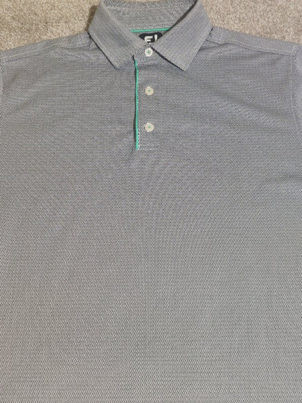 FootJoy golf polo chevron pattern embroidered Effingham C.C. grey size M